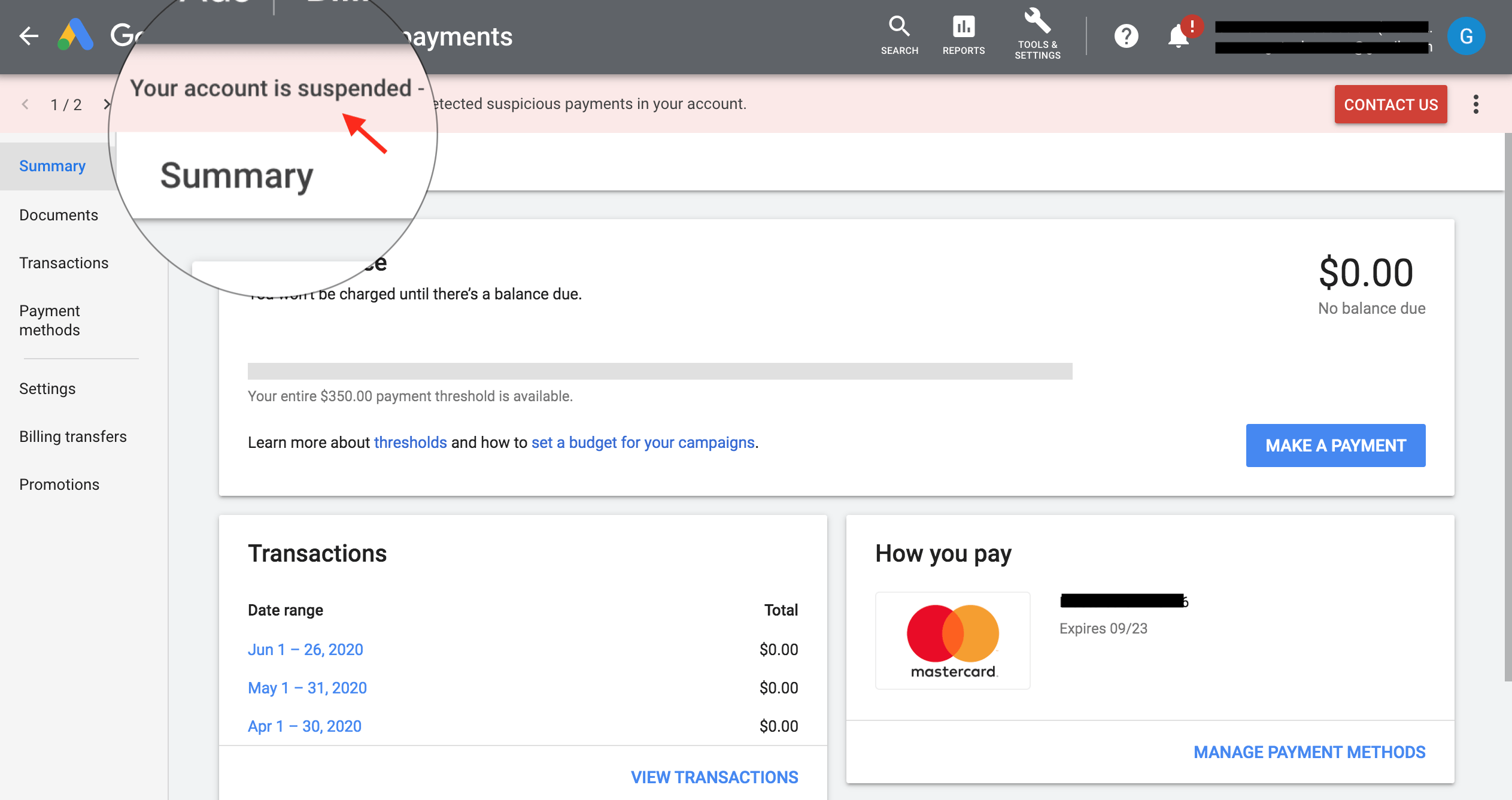 suspended google account
